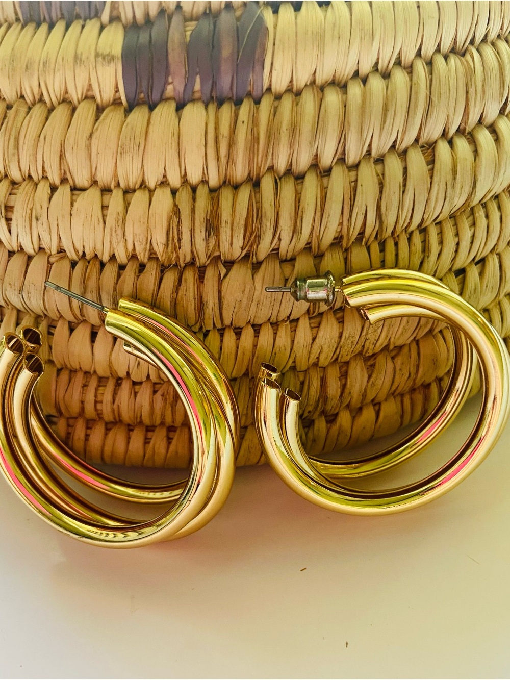 Triple Hoop Earrings 14K Gold Plated: sophisticated/old money/office siren vibes